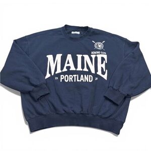 Portland Maine Oversized Womens Juniors Crew Neck Long Sleeve Sweatshirt
